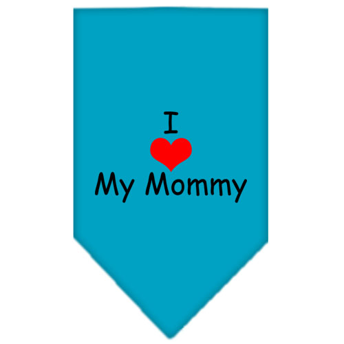 I Heart My Mommy Screen Print Bandana Turquoise Small